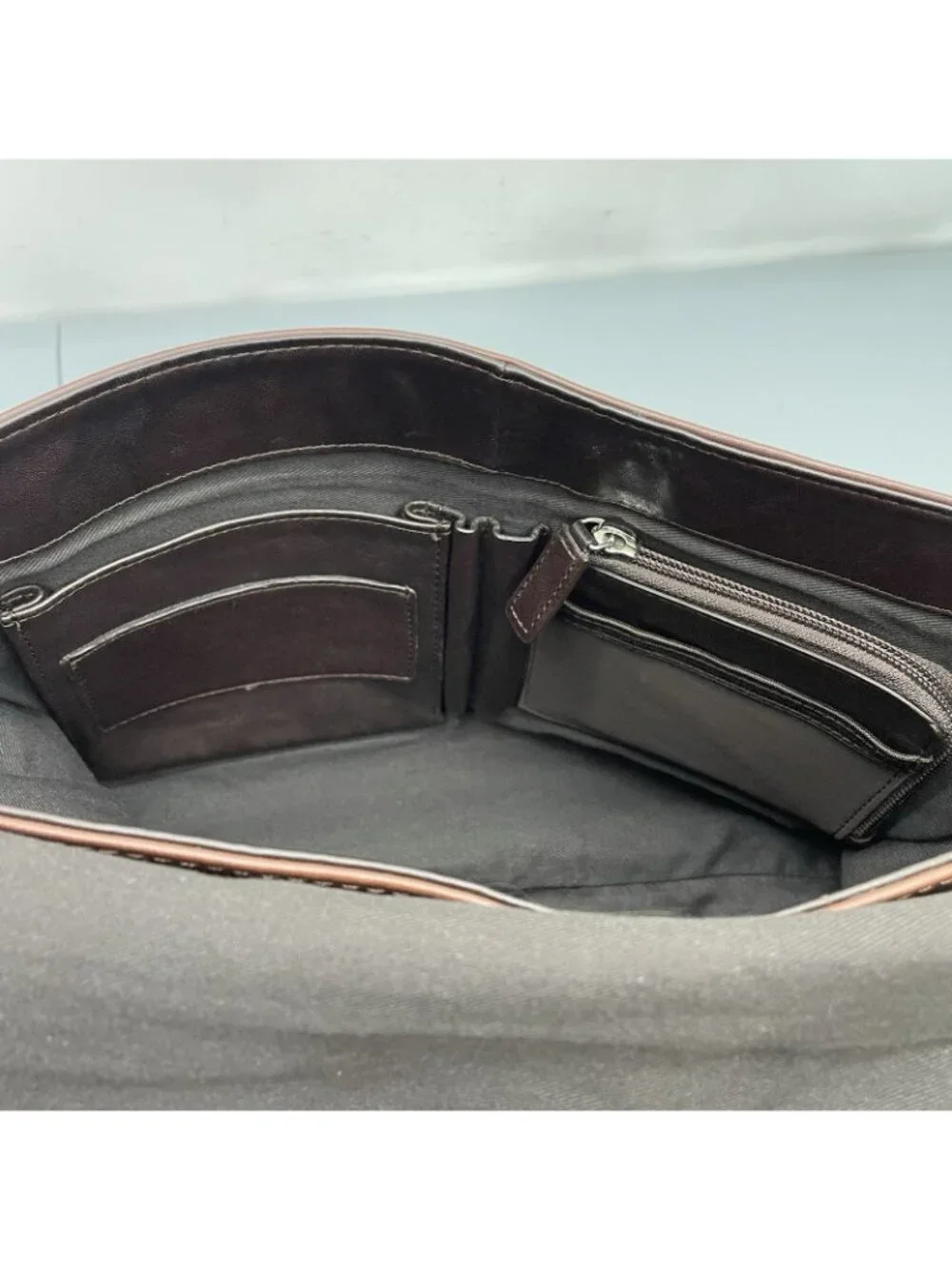 Cole Haan Messenger Shoulder Bag Laptop Computer Brown Soft Supple Leather